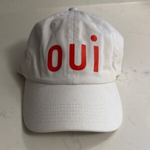 NWT Clare V. OUI White Cap with Red Print
